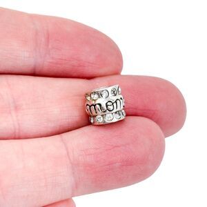 MISSING STONE Sterling Silver MOM Cubic Zirconia Bead Charm Pendant